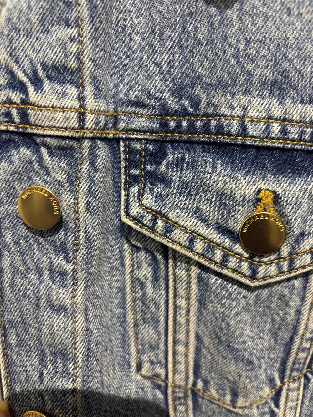 Michael Kors Light Blue Denim Jean Jacket with Gold-Tone Hardware XL